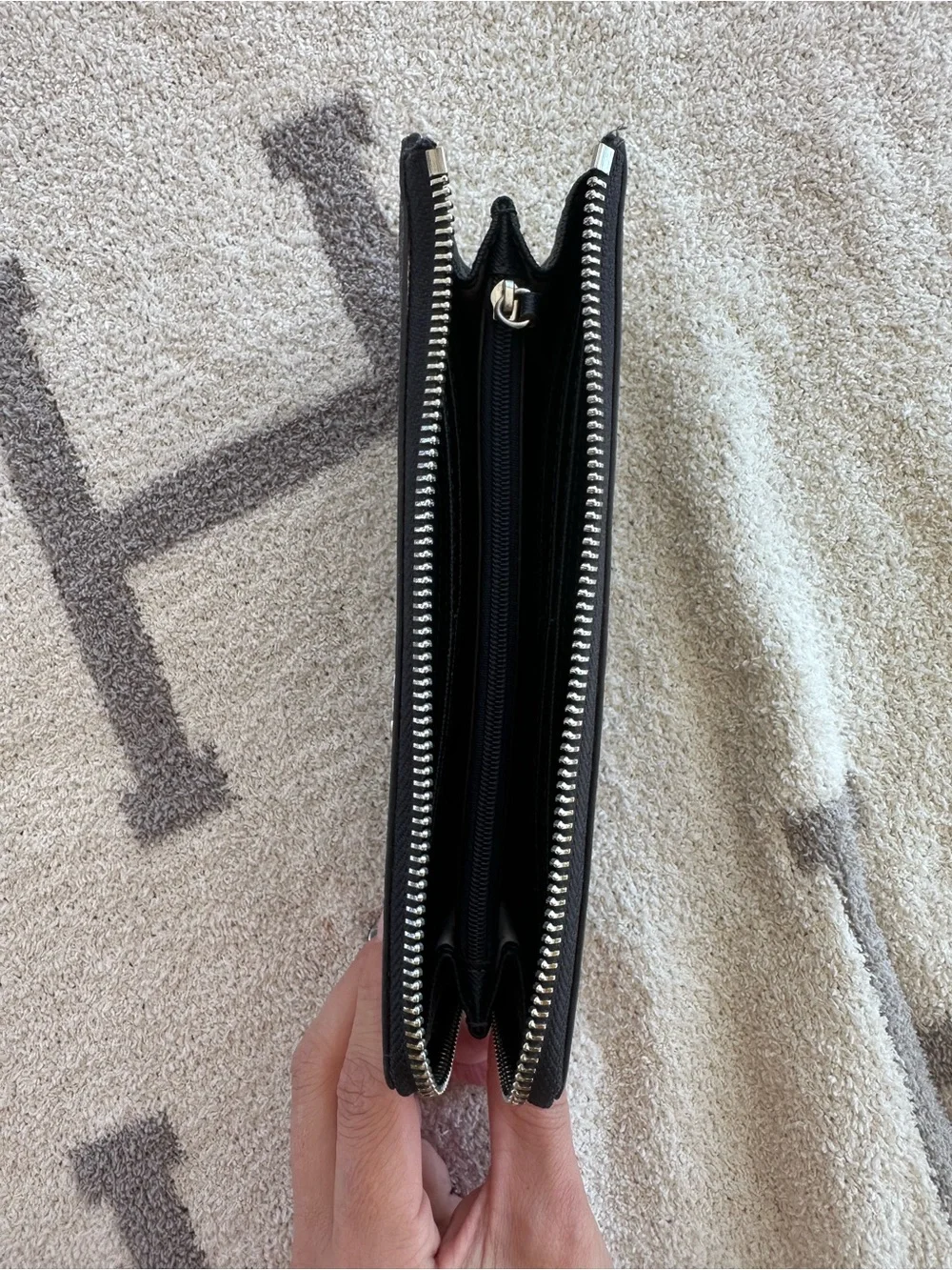 Michael Kors Black Logo-Print Zip Wallet with Gold Hardware